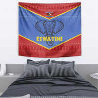 Eswatini Elephant Tapestry with Tribal Print and National Flag Details