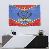 Eswatini Elephant Tapestry with Tribal Print and National Flag Details
