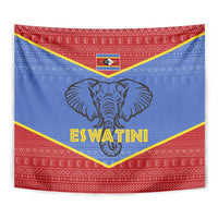 Eswatini Elephant Tapestry with Tribal Print and National Flag Details