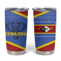 Eswatini Elephant Tumbler Cup with Tribal Print and National Flag Details