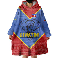 Eswatini Elephant Wearable Blanket Hoodie with Tribal Print and National Flag Details