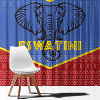 Eswatini Elephant Window Curtain with Tribal Print and National Flag Details