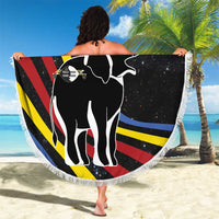 Eswatini Elephant Beach Blanket with Cosmic Background and Swazi Flag Colors