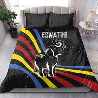 Eswatini Elephant Bedding Set with Cosmic Background and Swazi Flag Colors