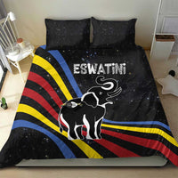 Eswatini Elephant Bedding Set with Cosmic Background and Swazi Flag Colors
