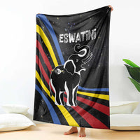 Eswatini Elephant Blanket with Cosmic Background and Swazi Flag Colors