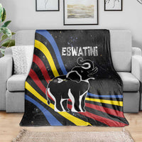 Eswatini Elephant Blanket with Cosmic Background and Swazi Flag Colors
