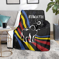 Eswatini Elephant Blanket with Cosmic Background and Swazi Flag Colors