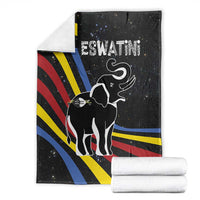 Eswatini Elephant Blanket with Cosmic Background and Swazi Flag Colors