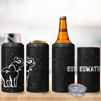 Eswatini Elephant 4 in 1 Can Cooler Tumbler with Cosmic Background and Swazi Flag Colors