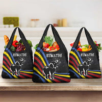 Eswatini Elephant Grocery Bag with Cosmic Background and Swazi Flag Colors