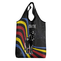 Eswatini Elephant Grocery Bag with Cosmic Background and Swazi Flag Colors