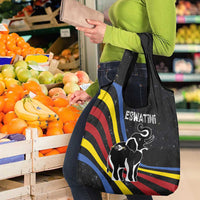 Eswatini Elephant Grocery Bag with Cosmic Background and Swazi Flag Colors