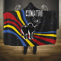 Eswatini Elephant Hooded Blanket with Cosmic Background and Swazi Flag Colors