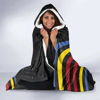 Eswatini Elephant Hooded Blanket with Cosmic Background and Swazi Flag Colors
