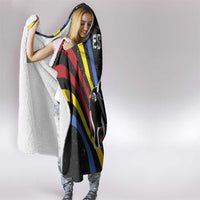 Eswatini Elephant Hooded Blanket with Cosmic Background and Swazi Flag Colors