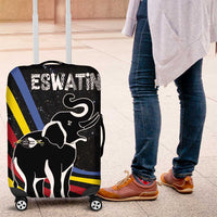 Eswatini Elephant Luggage Cover with Cosmic Background and Swazi Flag Colors