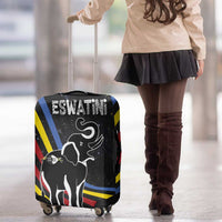Eswatini Elephant Luggage Cover with Cosmic Background and Swazi Flag Colors