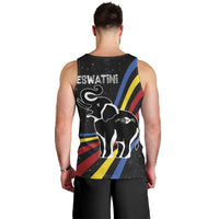 Eswatini Elephant Men Tank Top with Cosmic Background and Swazi Flag Colors