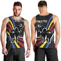 Eswatini Elephant Men Tank Top with Cosmic Background and Swazi Flag Colors