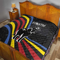 Eswatini Elephant Quilt with Cosmic Background and Swazi Flag Colors