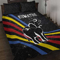 Eswatini Elephant Quilt Bed Set with Cosmic Background and Swazi Flag Colors
