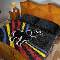 Eswatini Elephant Quilt Bed Set with Cosmic Background and Swazi Flag Colors
