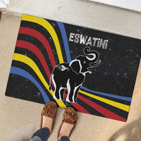 Eswatini Elephant Rubber Doormat with Cosmic Background and Swazi Flag Colors