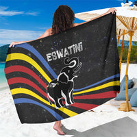 Eswatini Elephant Sarong with Cosmic Background and Swazi Flag Colors