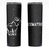 Eswatini Elephant Skinny Tumbler with Cosmic Background and Swazi Flag Colors