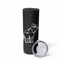 Eswatini Elephant Skinny Tumbler with Cosmic Background and Swazi Flag Colors