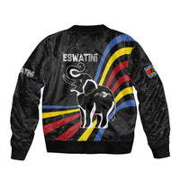 Eswatini Elephant Sleeve Zip Bomber Jacket with Cosmic Background and Swazi Flag Colors