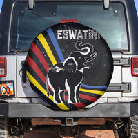 Eswatini Elephant Spare Tire Cover with Cosmic Background and Swazi Flag Colors