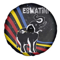 Eswatini Elephant Spare Tire Cover with Cosmic Background and Swazi Flag Colors