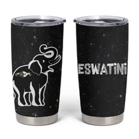 Eswatini Elephant Tumbler Cup with Cosmic Background and Swazi Flag Colors