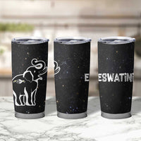 Eswatini Elephant Tumbler Cup with Cosmic Background and Swazi Flag Colors