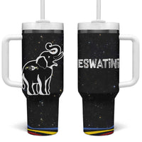 Eswatini Elephant Tumbler With Handle with Cosmic Background and Swazi Flag Colors