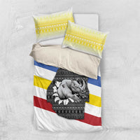 Eswatini Rhino Bedding Set with African Map and Traditional Swazi Flag Patterns