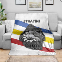 Eswatini Rhino Blanket with African Map and Traditional Swazi Flag Patterns