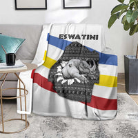 Eswatini Rhino Blanket with African Map and Traditional Swazi Flag Patterns