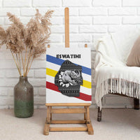 Eswatini Rhino Canvas Wall Art with African Map and Traditional Swazi Flag Patterns