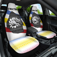 Eswatini Rhino Car Seat Cover with African Map and Traditional Swazi Flag Patterns