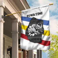 Eswatini Rhino Garden Flag with African Map and Traditional Swazi Flag Patterns