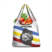 Eswatini Rhino Grocery Bag with African Map and Traditional Swazi Flag Patterns
