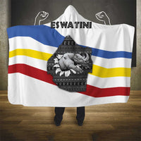 Eswatini Rhino Hooded Blanket with African Map and Traditional Swazi Flag Patterns