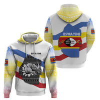 Eswatini Rhino Hoodie with African Map and Traditional Swazi Flag Patterns