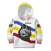 Eswatini Rhino Kid Hoodie with African Map and Traditional Swazi Flag Patterns