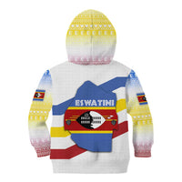 Eswatini Rhino Kid Hoodie with African Map and Traditional Swazi Flag Patterns