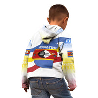 Eswatini Rhino Kid Hoodie with African Map and Traditional Swazi Flag Patterns