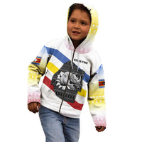 Eswatini Rhino Kid Hoodie with African Map and Traditional Swazi Flag Patterns